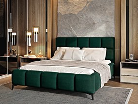 Letto matrimoniale con box contenitore California - 160 x 200 cm , Tessuto verde scuro