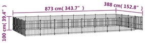 Gabbia per Cani da Esterno in Acciaio 33,87 m²