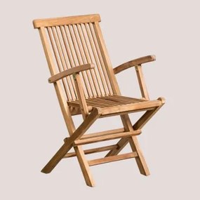 Confezione da 2 sedie da giardino pieghevoli con braccioli in legno - Sklum