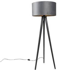 Lampada da terra treppiede nero con paralume grigio 50 cm - Tripod Classic