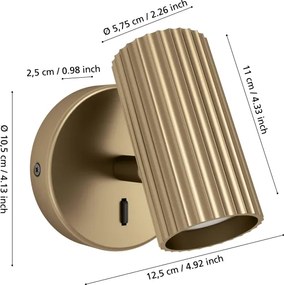 Eglo 902033 - Applique spot da parete PORTILLO 1xGU10/5W/230V dorata