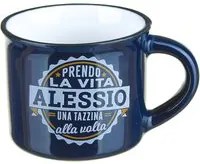 Tazzina caffè con nome Alessio in gres porcellanato