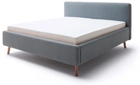 Letto matrimoniale imbottito blu polveroso con contenitore con rete inclusa 180x200 cm Mattis – Meise Möbel