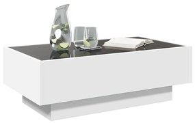 Tavolino salotto con led bianco 90x50x30 cm legno multistrato