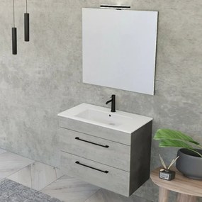 Mobile bagno sospeso 80 cm Smart grigio legno/lava con specchio