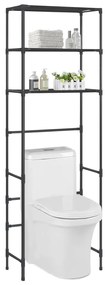 Scaffale Per Bagno Con 3 Ripiani Nero 53x28x169 Cm /