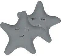 Set di 2 cuscini per bambini in tessuto grigio a forma di stella con imbottitura morbida per bambini