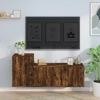 Set Mobili Porta TV 2 pz Rovere Fumo in Legno Multistrato 3188483