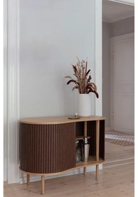 Cassettiera bassa in rovere decorato in marrone e naturale con ante scorrevoli 100x67 cm Audacious - UMAGE