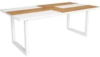 Tavolo da pranzo 10 posti 194x90 cm con gambe in legno a U colore Rovere e Bianco