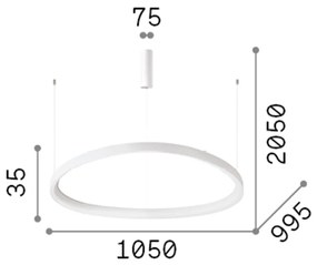 Sospensione Moderna Gemini Bianco Led 80W 3000K Luce Calda