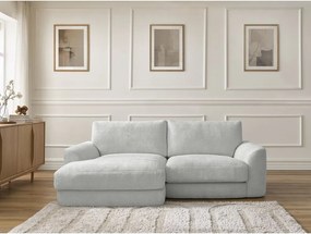 Divano angolare grigio chiaro (con penisola a sinistra/con chaise lounge) con rivestimento in ciniglia Leonore – Bobochic Paris