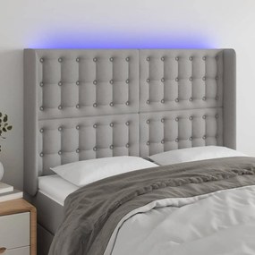 Testiera A Led Grigio Chiaro 147x16x118/128 Cm İn Tessuto /