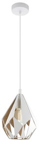 Sospensione Vintage Carlton 1 Acciaio Bianco Oro 1 Luce E27