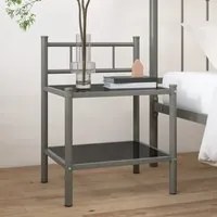 Comodino Grigio e Nero 45x34,5x60,5 cm in Metallo e Vetro cod mxl 29918