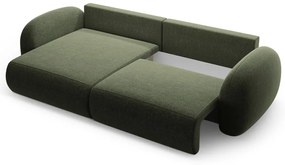 Divano angolare verde allungabile/con contenitore con rivestimento in ciniglia Tonale – Cosmopolitan Design