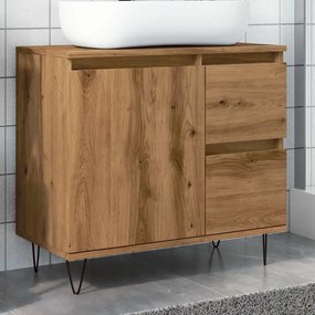 Armadietto Da Bagno Rovere Artigianale 65x33x60cm İn Truciolato /