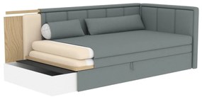 Divano grigio allungabile/con contenitore e rivestimento in ciniglia 214 cm Fulgeo – ELTAP