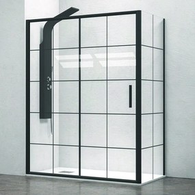 Kamalu - cabina doccia colore nero 120x90 vetro con riquadri neri nico-d3000s