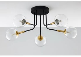 Jupiter 2040 - Lampadario a sospensione con supporto rigido BURANO 5xG9/10W/230V nero/oro/limpido