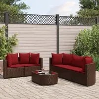 Set Divano da Giardino 6 pz con Cuscini Marrone in Polyrattan 3308421