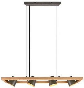 Lampadario in colore grigio-naturale Bell - Trio