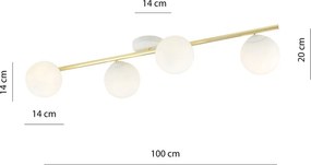 Lampada da soffitto in acciaio SPLENDI 4 Bianco e Oro 4xE14
