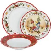 Set posto tavola 3 piatti Natale teatrino rosso