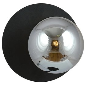 Lampada Da Parete Contemporanea Ippolita 1 Luce In Acciaio Nero E Vetro Fumè
