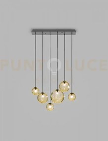 Puppet sospensione l6 ambra trasparente nero opaco 6 luci attacco g9