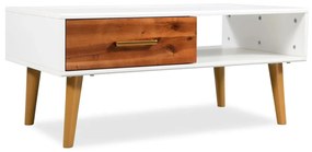 Tavolino Da Salotto İn Legno Massello Di Acacia 90x50x40 Cm /