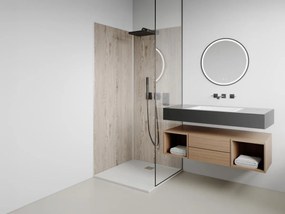 Pannello per parete da doccia effetto legno chiaro in alluminio con profili 2xL90xH210 cm - Lotto di 2 - ENEKO
