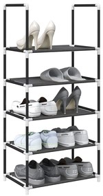 Scarpiera 5 Ripiani Nera 44x28x94 Cm İn Tessuto Non Tessuto /