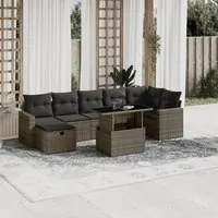 Set Divano da Giardino 8 pz con Cuscini Grigio in Polyrattan 3274830