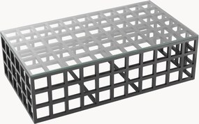 Tavolino da salotto in legno di Mindi con piano in vetro Cubico