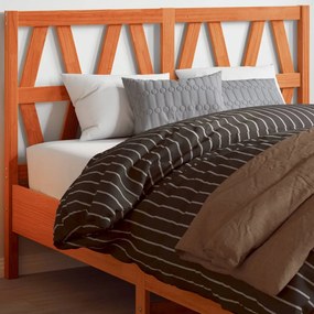 Testiera Marrone Cera 135 Cm İn Legno Massello Di Pino /