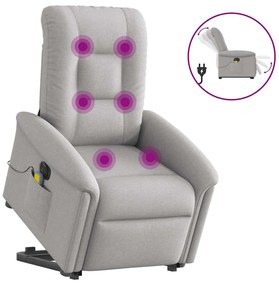 Poltrona Alzapersona Massaggi Elettrica Grigio Nuvola Tessuto /