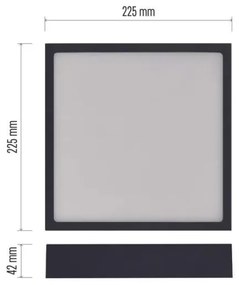 Plafoniera LED LED/21W/230V 3000/3500/4000K 22,5x22,5 cm nera