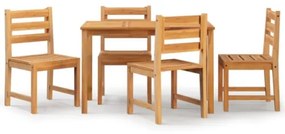 Set da Pranzo per Giardino 5 pz in Legno Massello di Teak