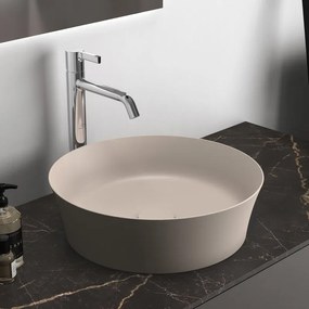 Lavabo da appoggio tondo in ceramica beige