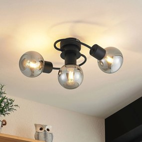 Plafoniera soffitto Ciala Lindby, dimmerabile, Nero, Soggiorno / Sala da pranzo, Vetro, Moderno, Plafoniera