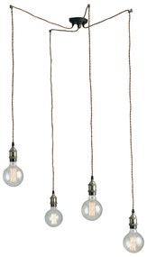 Lampadario Sospensione Vintage Groove Industrial Vintage Colore Rame 60W Mis 250 cm