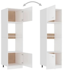 Armadio per Microonde Bianco Lucido 60x57x207 cm in Truciolato