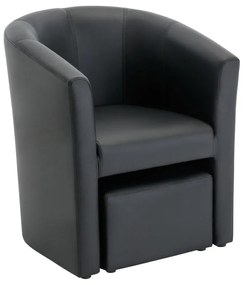 Poltrona cabriolet e pouf in Similpelle Nero - JOVANA