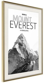 Poster  Peaks of the World: Mount Everest  Cornice Quadri Cornice d'oro con passe-partout, Larghezza x Altezza Home decor 40x60