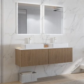 Mobile bagno sospeso 140cm rovere cannettato KDS-140SF - KAMALU