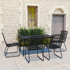 Set da Pranzo da Giardino 7 pz in Polyrattan e Vetro