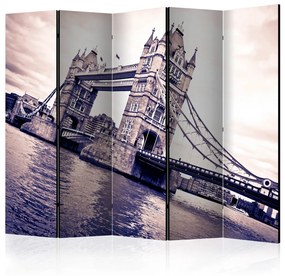 Paravento separè Tower Bridge II (5-parti) - fiume dietro l'architettura londinese