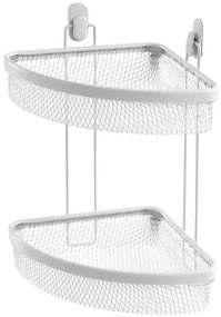 Mensola bagno angolare bianco in acciaio con 2 ripiani – Taki