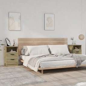 Comodini 2 Pz Rovere Sonoma İn Legno Multistrato /